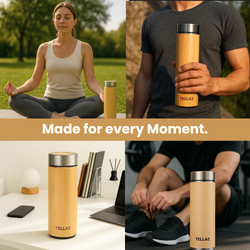 Bamboo Water Bottle (Eco-Friendly & Double-Wall Vacuum Insulation)