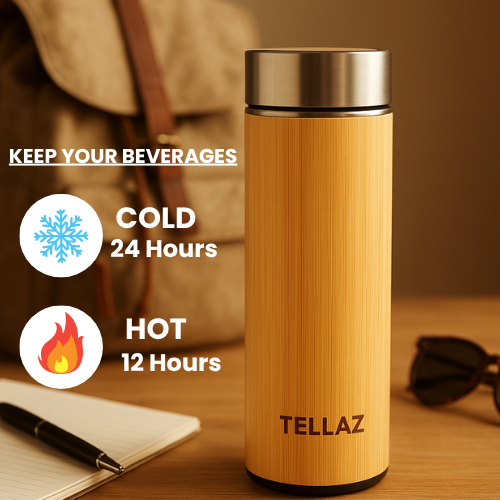 Bamboo Water Bottle (Eco-Friendly & Double-Wall Vacuum Insulation)