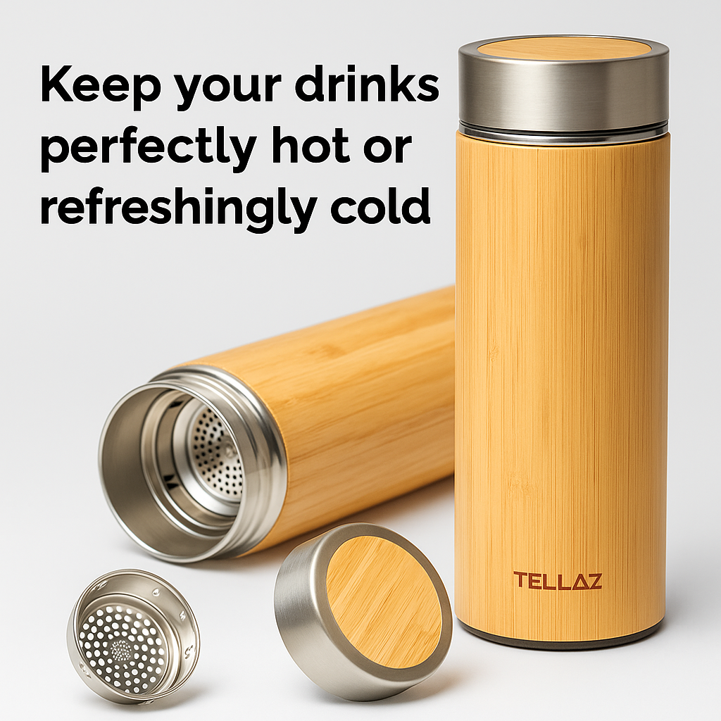 Bamboo Water Bottle (Eco-Friendly & Double-Wall Vacuum Insulation)